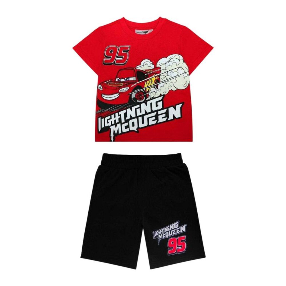 Cars Childrens/Kids Printed Top & Bottom Set / Red/Black